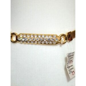 Vintage Rhinestone Belt Gold Tone Chunky Crystal Statement Glam Jewelry Accessor